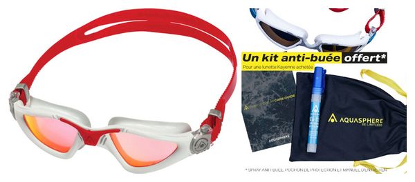 Occhiali Kayenne Grey / Red Aquasphere - Lenti a specchio rosse + Kit di manutenzione