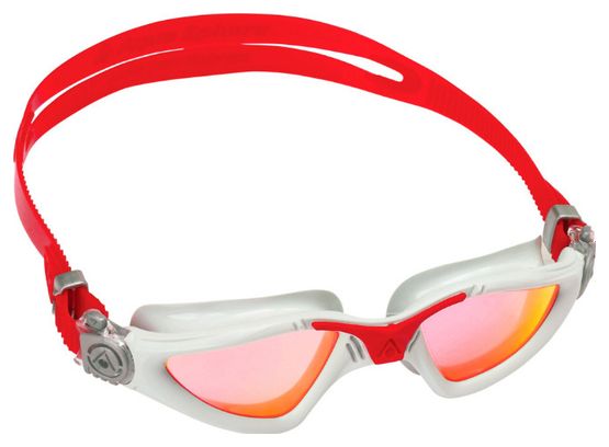 Aquasphere Kayenne Gray / Red Swim Goggles - Red Mirror Lenses + Care Kit