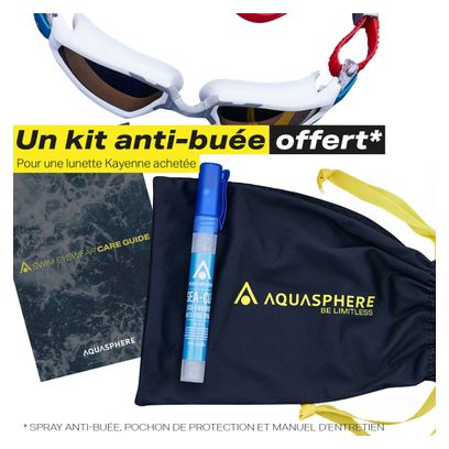 Lunettes de bain Aquasphere Kayenne Gris / Rouge - Verres Miroir Rouge + Kit Entretien 
