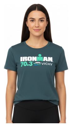 Dames Ironman 70.3 Vichy Turquoise Blauw Korte Mouw T-Shirt