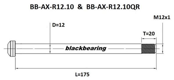 Black Bearing QR Achteras 12 mm - 175 - M12x1 - 20 mm