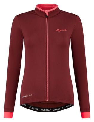 Maillot Manches Longues Velo Rogelli Essential - Femme - Bordeaux/Corail