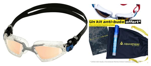 Aquasphere Kayenne Pro Swim Goggles Black + Aquasphere Care Kit