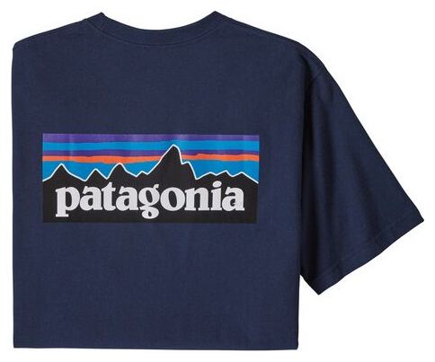 Korte Mouwen Tee Shirt Patagonia P-6 Logo Responsibili-Tee Blauw Heren