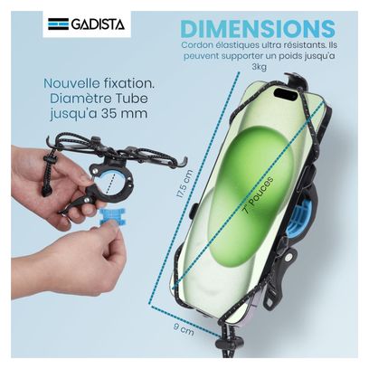 Support Telephone Velo jusqu'a 7 pouces  Fixation innovante. Rotation 360°