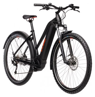 Cube Nature Hybrid One 625 Allroad Trapeze Electric Touring Bike Shimano Alivio 9S 625 Wh 700 mm Black Red 2021 Alltricks