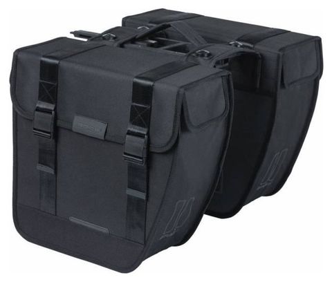 sacoche arriere velo double tour 28l noir (34x14x34cm) fixation porte bagage compatible systeme mik