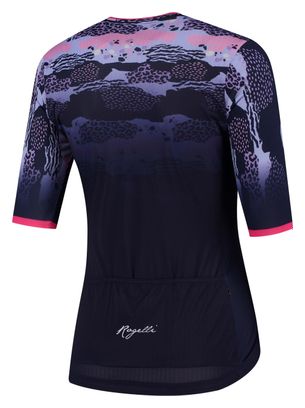 Maillot Manches Courtes Velo Rogelli Animal - Femme - Bleu/Rose