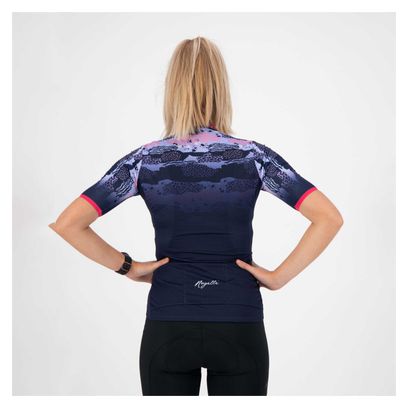 Maillot Manches Courtes Velo Rogelli Animal - Femme - Bleu/Rose