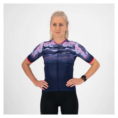 Maillot Manches Courtes Velo Rogelli Animal - Femme - Bleu/Rose