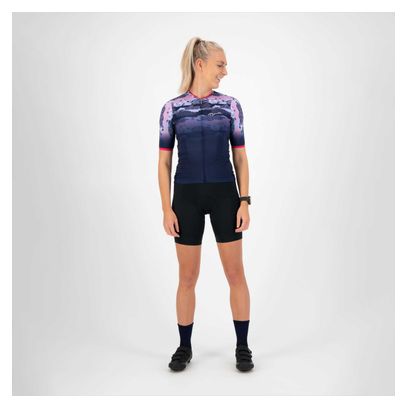 Maillot Manches Courtes Velo Rogelli Animal - Femme - Bleu/Rose