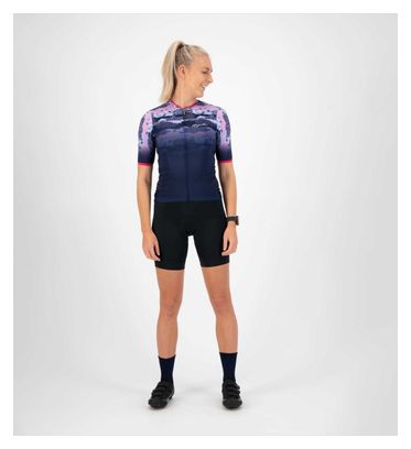 Maillot Manches Courtes Velo Rogelli Animal - Femme - Bleu/Rose