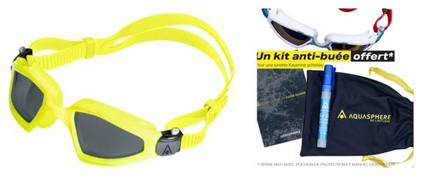 Aquasphere Kayenne Pro Occhiali gialli - Lenti grigie + Kit di manutenzione