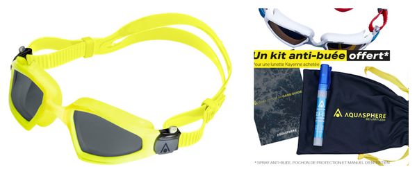 Aquasphere Kayenne Pro Yellow Goggles - Grey Lenses + Care Kit