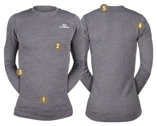 Sous-Maillot Manches Longues BV Sport R-Tech Mérinos Gris