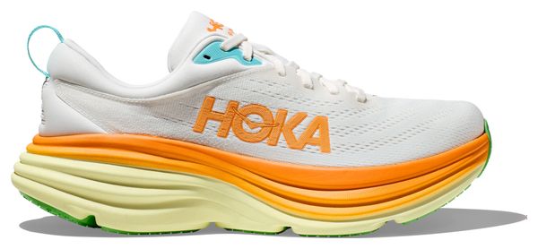 Hoka One One Bondi 8 White Orange Men's Running Shoes