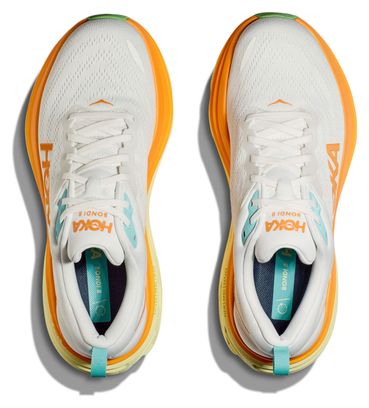 Chaussures Running Hoka One One Bondi 8 Blanc Orange Homme