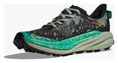 Hoka Speedgoat 6 Trail Shoes Black/Green Women's