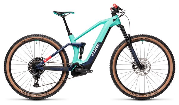 Cube Stereo Hybrid 140 HPC Race 625 MTB elettrica a sospensione completa Sram NX / SX Eagle 12S 625 Wh 29'' Blu Petrolio Team 2021