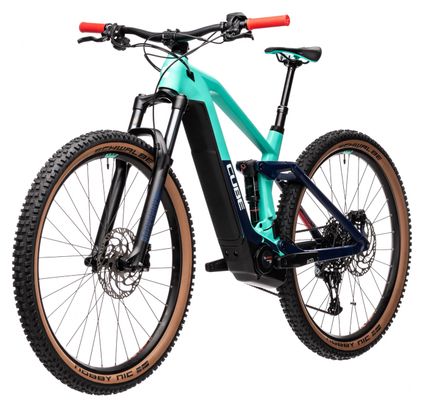 Cube Stereo Hybrid 140 HPC Race 625 MTB elettrica a sospensione completa Sram NX / SX Eagle 12S 625 Wh 29'' Blu Petrolio Team 2021