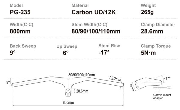Combo cintre/potence Progress PG-235 Carbon Cockpit 17º Jaune 80mm