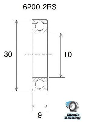Schwarzes Lager 6200-2RS 10 x 30 x 9 mm