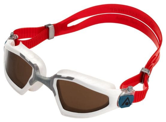 Aquasphere Kayenne Pro White / Red Goggles - Grey Lenses + Care Kit