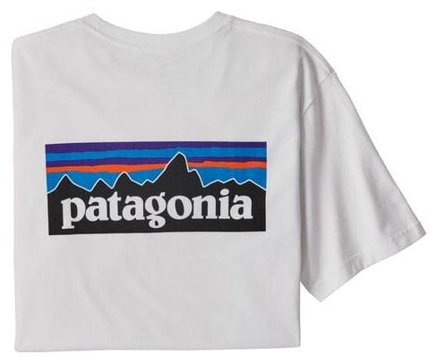 Korte Mouwen Tee Shirt Patagonia P-6 Logo Responsibili-Tee Wit Heren