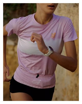 Compressport Performance Women's Pink/White Running T-Shirt