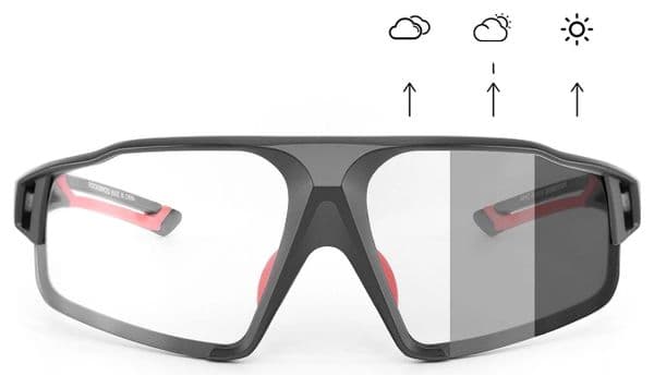 Lunettes de cyclisme photochromiques Rockbros SP216BK UV400 - noir et rouge