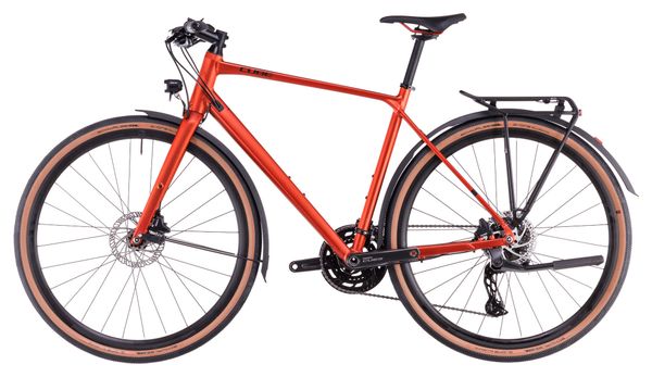 Cube Nulane Pro FE Fitnessfiets Shimano Cues 10S 700 mm Vuur Oranje Rood 2025