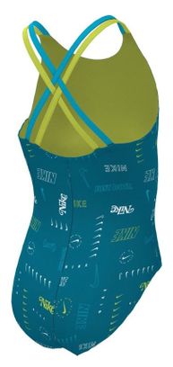 Nike Swim Spiderback Blauw Groen Dames 1-Delig Zwempak