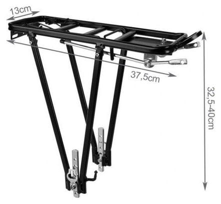 Porte-bagages pour vélo Noir Aluminium