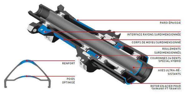 Ruota posteriore DT Swiss Hybrid H1900 Spline 29 &#39;&#39; / 30mm | Potenziamento 12x148mm | Shimano Micro Spline 2020