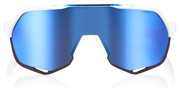 Occhiali da sole 100% S2 - Bianco opaco / Geo Print - HiPER Mirror Blue