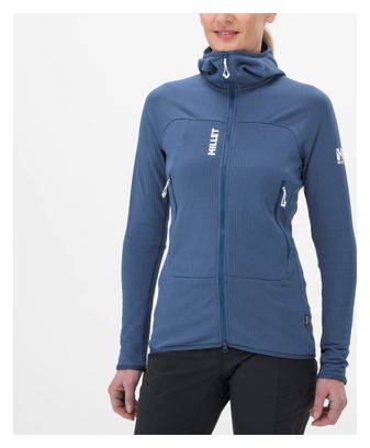 Fleecejacke Women Millet Fusion Grid Hoodie Blau