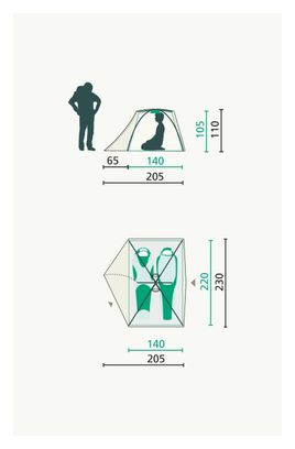 Tente Dome 2 Personnes Jack Wolfskin Skyrocket II Vert