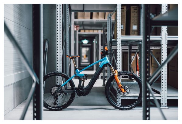 VTT Électrique Tout-Suspendu Cube Stereo Hybrid 160 HPC Actionteam 750 27.5 Shimano XT 12V 750 Wh 27.5'' Bleu Gris Actionteam