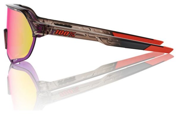 100% S2 Sunglasses - Polished Translucent Crystal Smoke - Mirror Purple