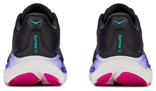 Hoka Clifton 11 Running Shoes, Black/Purple, Women's