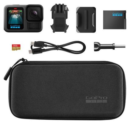 GoPro Hero13 Black Action Camera Pack + microSD + Fasteners + Case