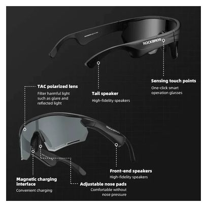 Sunglasses sport Bluetooth lenses polarisés red