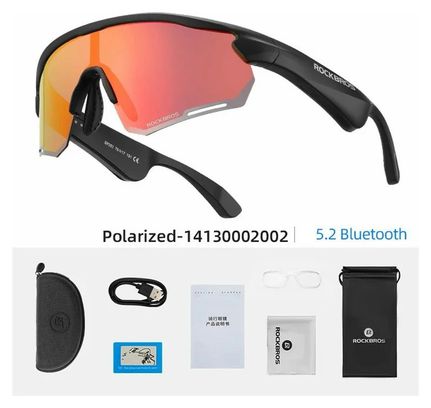 Sunglasses sport Bluetooth lenses polarisés red