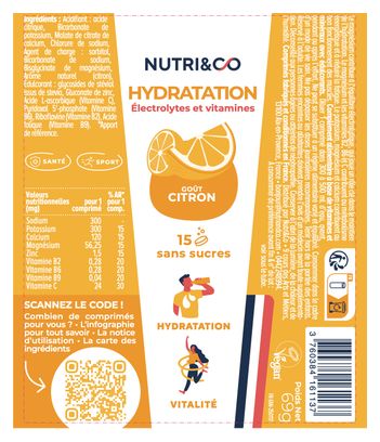 Electrolytes Hydratation - 5 Minéraux 4 Vitamines - Goût Naturel Citron - Lot de 3 tubes - 45 comprimés effervescents