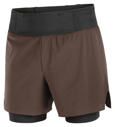 Pantalones cortos 2 en 1 Salomon Sense Aero Trail 5in Marrón Hombre