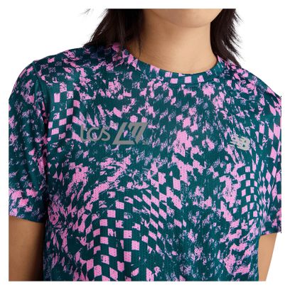 Camiseta de manga corta New Balance London Edition RC Essential Printed Rosa Mujer