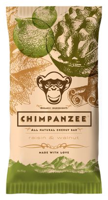 CHIMPANZEE Barre Energétique 100% naturelle Raisin & Noix 55g VÉGÉTALIEN