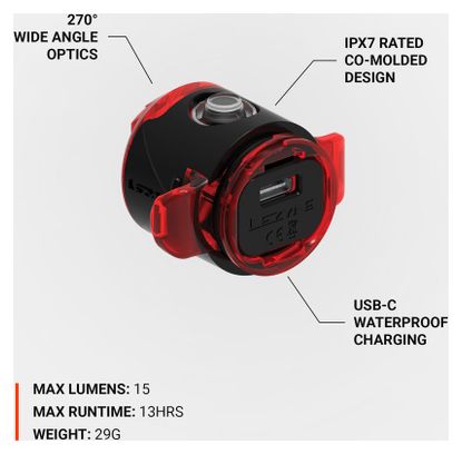 Lezyne Femto USB C Drive Rear Light Black