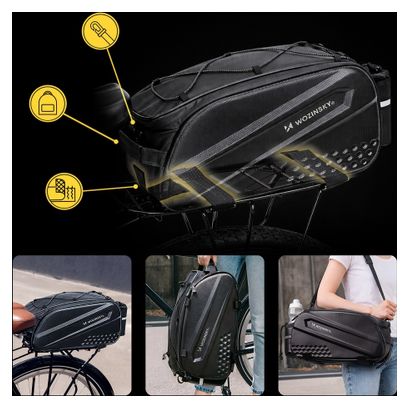 Fahrradtasche hinten ausziehbar 14 L schwarz WOZINSKY