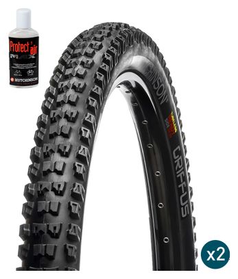 Lot Pneus VTT Hutchinson Griffus 29'' Tubeless Ready Souple Sideskin + Préventif Protect'Air